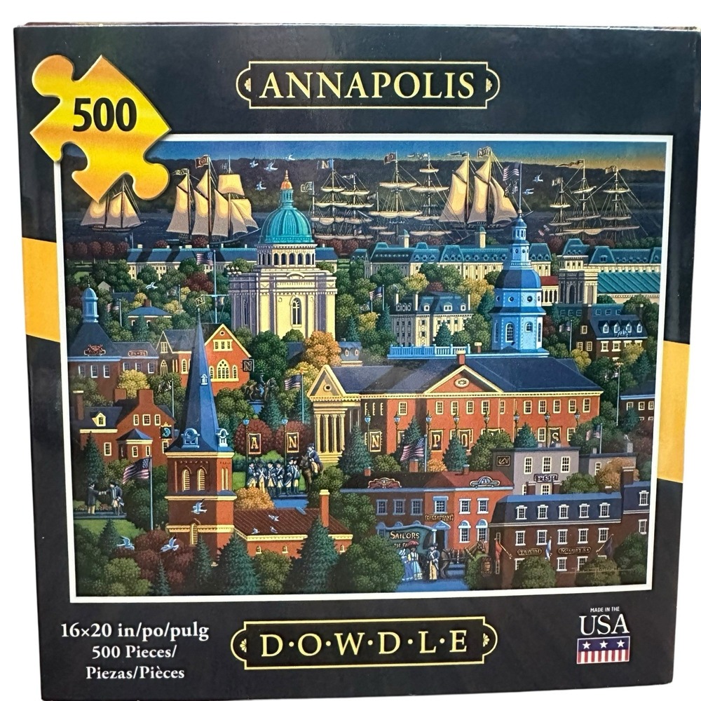 Vintage Dowdle Folk‎ Art "Annapolis" Maryland Puzzle 500 Pieces 16" x 20"